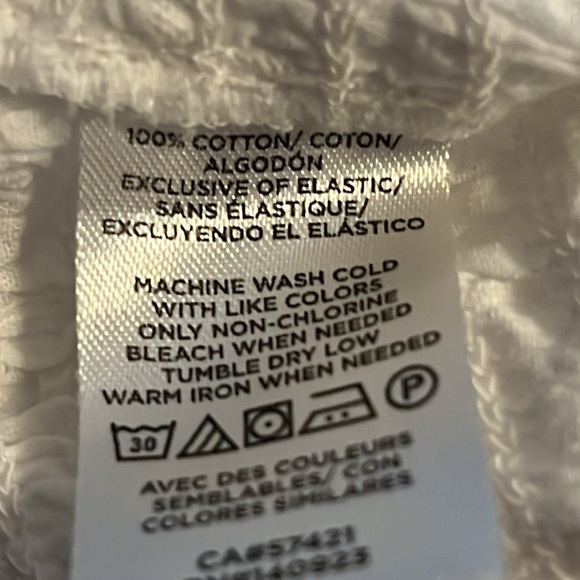 LOFT clipped smocked white square neck cotton top blouse Sz L - Picture 8 of 9